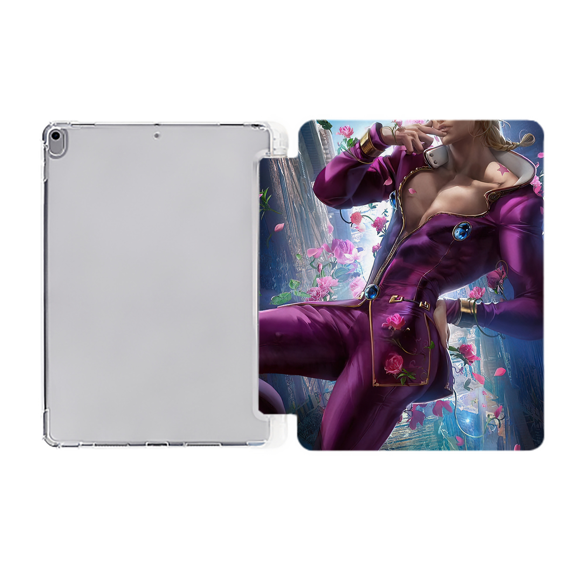 （画像用） ジョジョの奇妙な冒険 JoJo's Bizarre Adventure IPad ケース ペン収納付き 三つ折りスタンド PUレザー×シリコン 対応機種9.5/10.5/10.9インチ